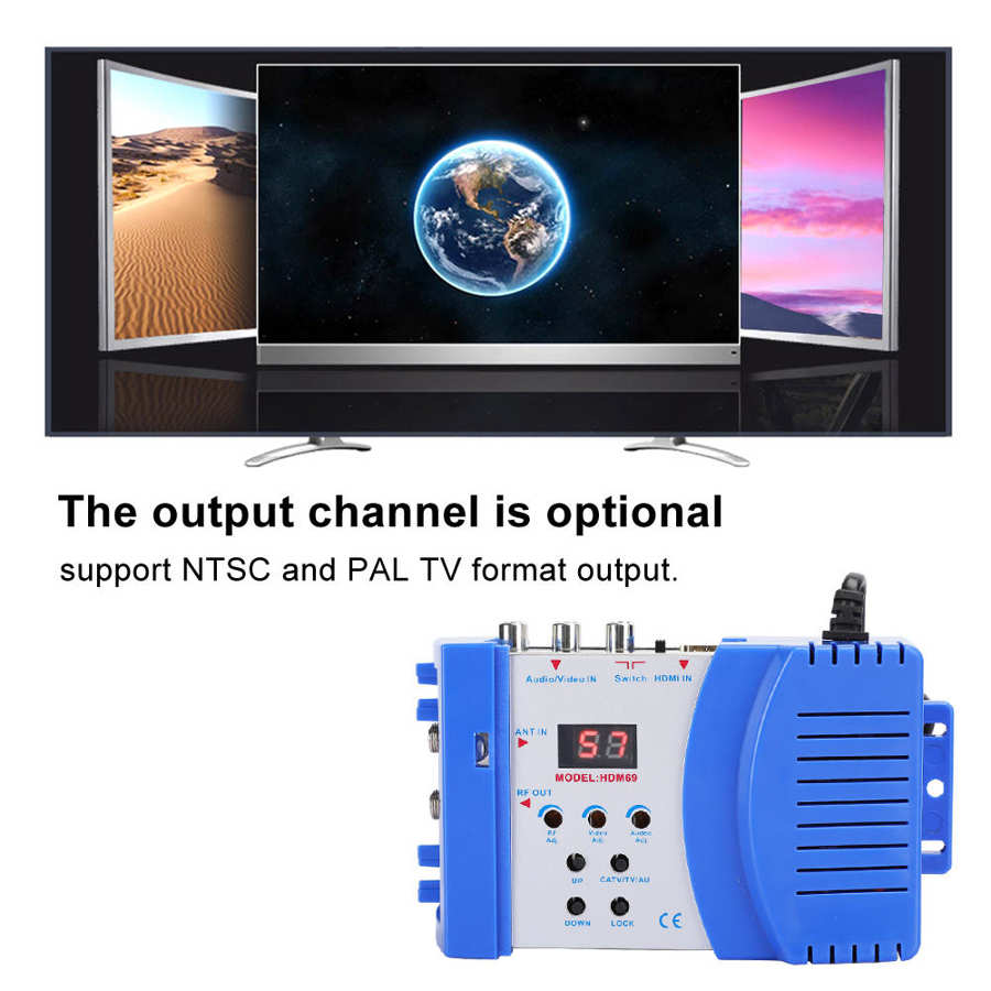 SDR HDM69 Modulator Digital RF HDMI-compatible Modulator AV to RF Converter VHF UHF PAL Standard Portable Modulator for EU