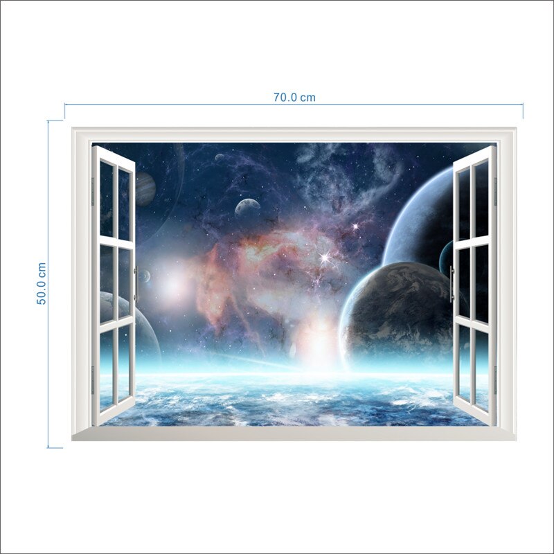 3d Window Outspace Wall Decal Wall Sticker Space Planet Boy Room Black Hole Home Decor Art Poster: 14158