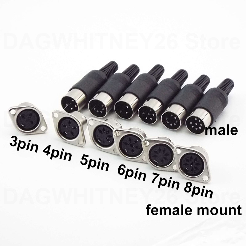 Adaptateur Audio DIN 3/4/5/6/7/8 broches, prise mâle femelle avec poignée en plastique, prise femelle, connecteur de châssis monté sur panneau U26