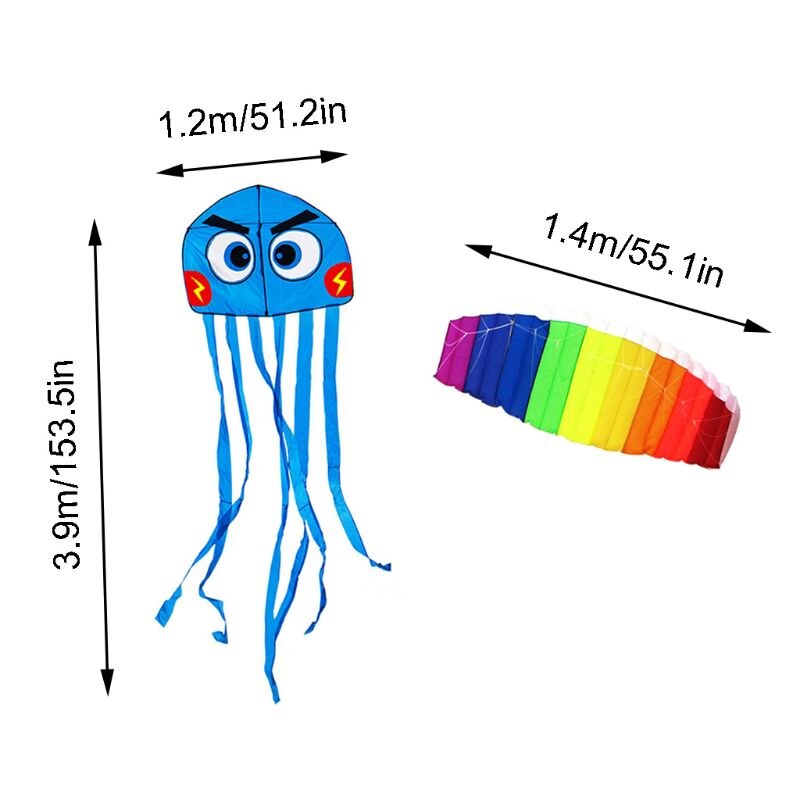 Kinderen volwassenen cartoon blauwe kwallen vlieger lange staart met 100m lijnen regenboog vlieger kinderen buitenactiviteiten leuk speelgoed verjaardag