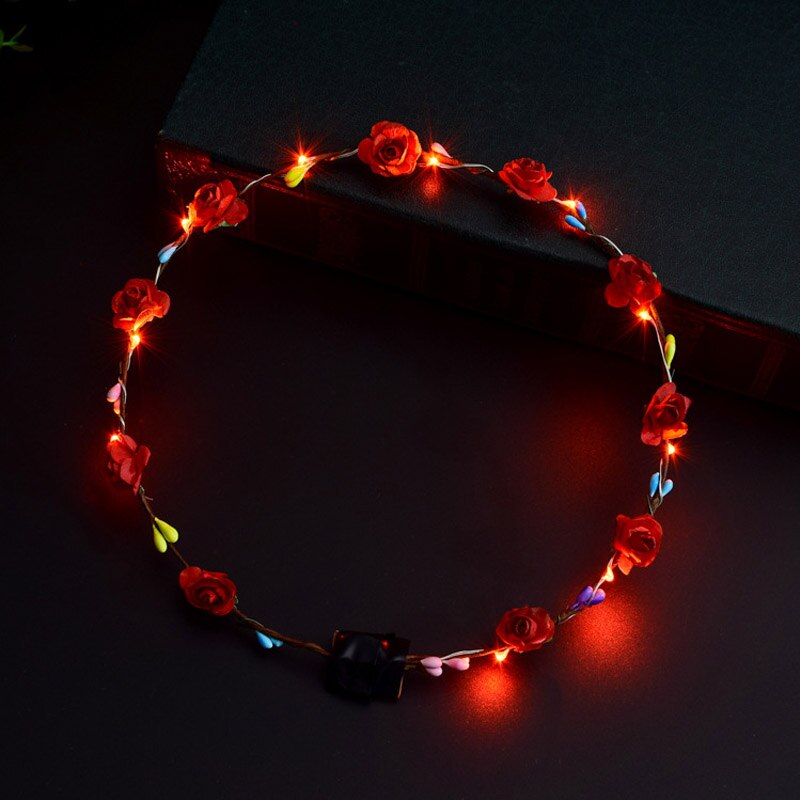 Flashing LED Glow Flower Crown Headbands toys Wedding Xmas Party Women Girls LED Light Up Flower Sweet Princess Wreath Garland