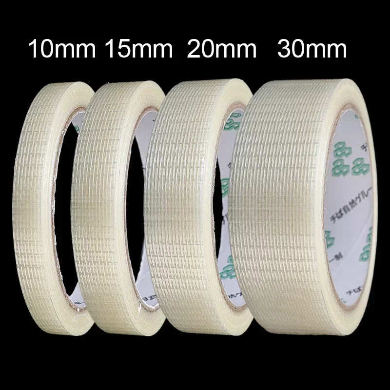 20 Meter Glasfaser-Klebeband, transparentes, wasserdichtes Gitterband, hochviskoses, verstärktes Umreifungsband, Verpackungs-Dichtungsband: 10mm