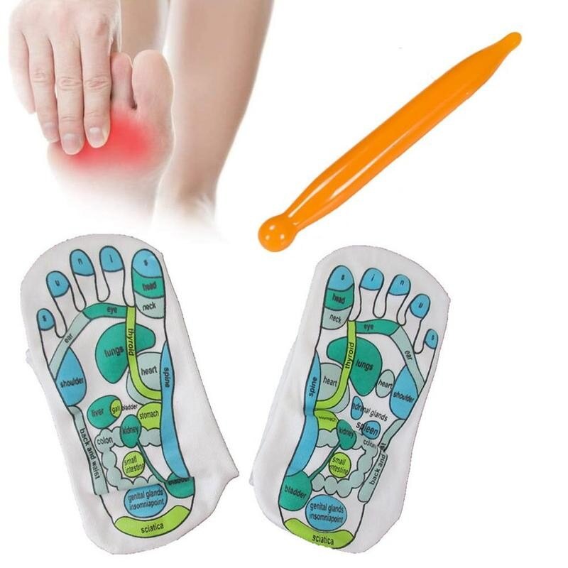 1 paar Socken/1 stücke Stift Akupressur Reflexzonenmassage Socken Physiotherapie Massage Entlasten Müde Füße Reflexzonenmassage Socken Fuß Punkt Socke