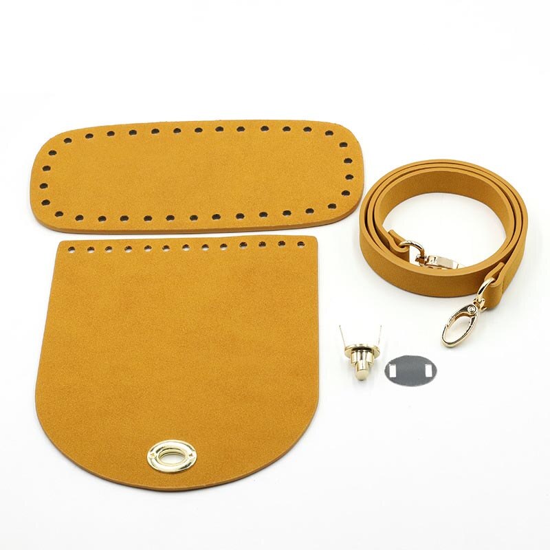 3 Kleuren Diy Handgemaakte Tas Maken Onderdelen Pu Leren Onderkant Flip Cover Verstelbare Riem Twist Lock Gesp Breien Set: Yellow