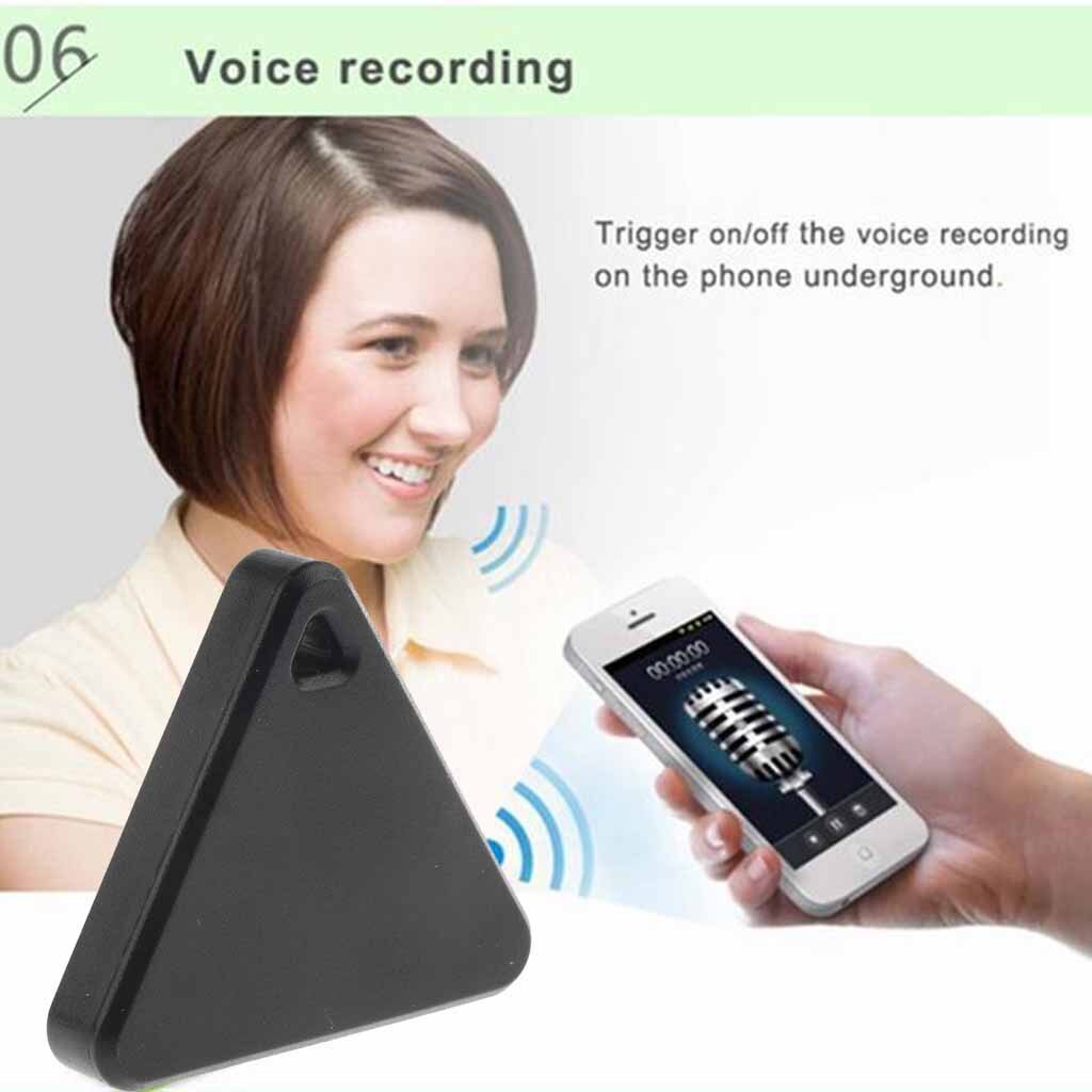 Sort smart nøgle finder anti-tabt mærke mini bluetooth kæledyr sporing alarm gps locator trekant