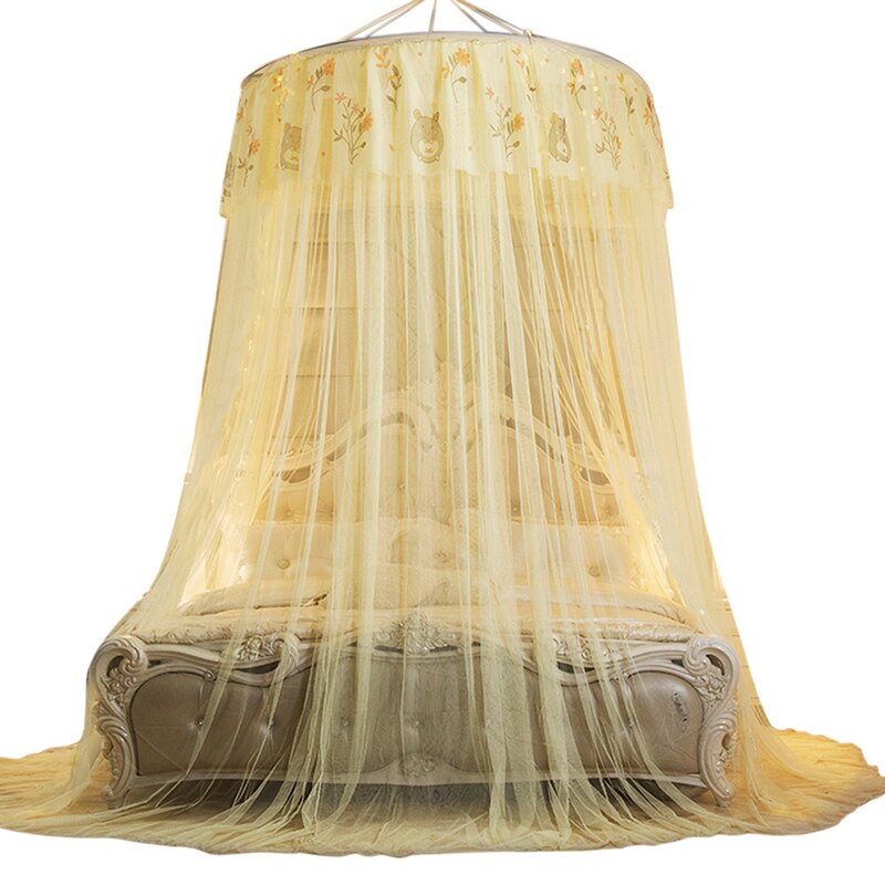 Mosquito Net Three-door Mosquito Net Anti-insect Bed Canopy Summer Palace Mosquito Net Single Double Bed Decor: Yellow 120x280cm