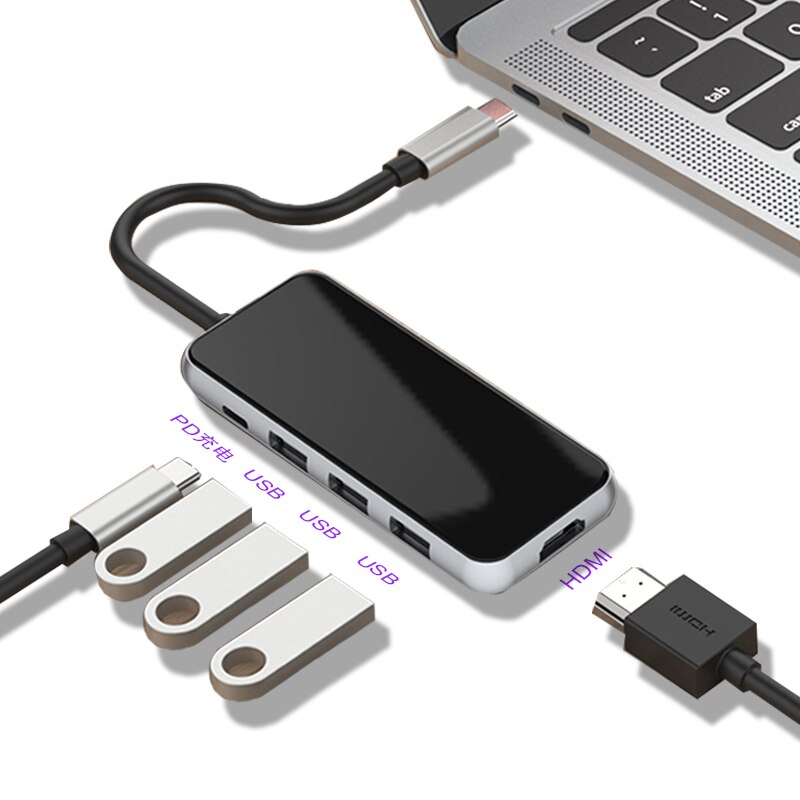 Usb c portátil docking station usb hub hdmi-compatível com rj45 pd sd/tf usb hub para portátil macbook pro hp dell superfície samsung s8dock