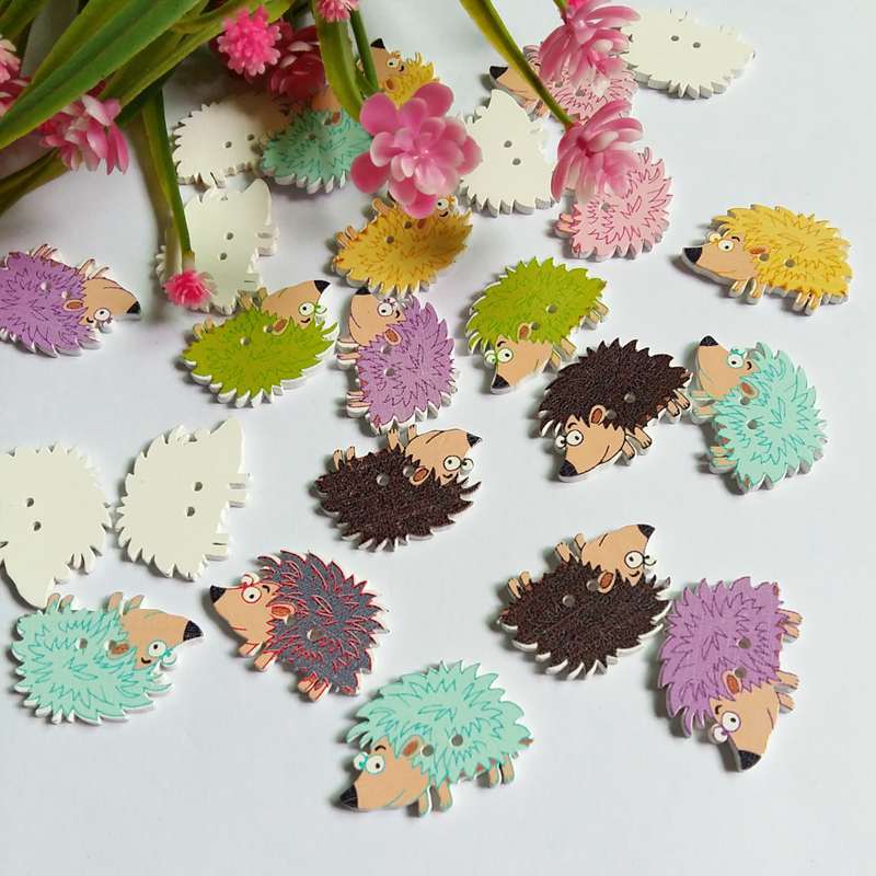 Botones de erizo para decoración del hogar, suministros de manualidades de álbum de recortes, multicolor, mezcla de colores, 50 Uds.