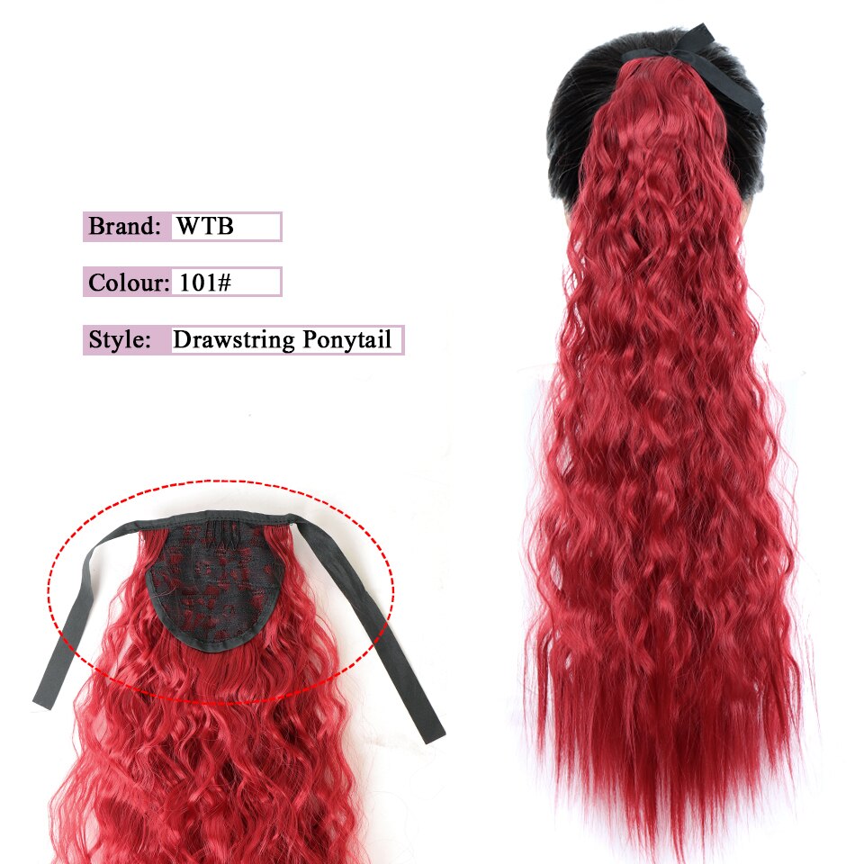 WTB-coletas rizadas cortas sintéticas para mujer, coletas onduladas con cordón resistente al calor, color negro y marrón