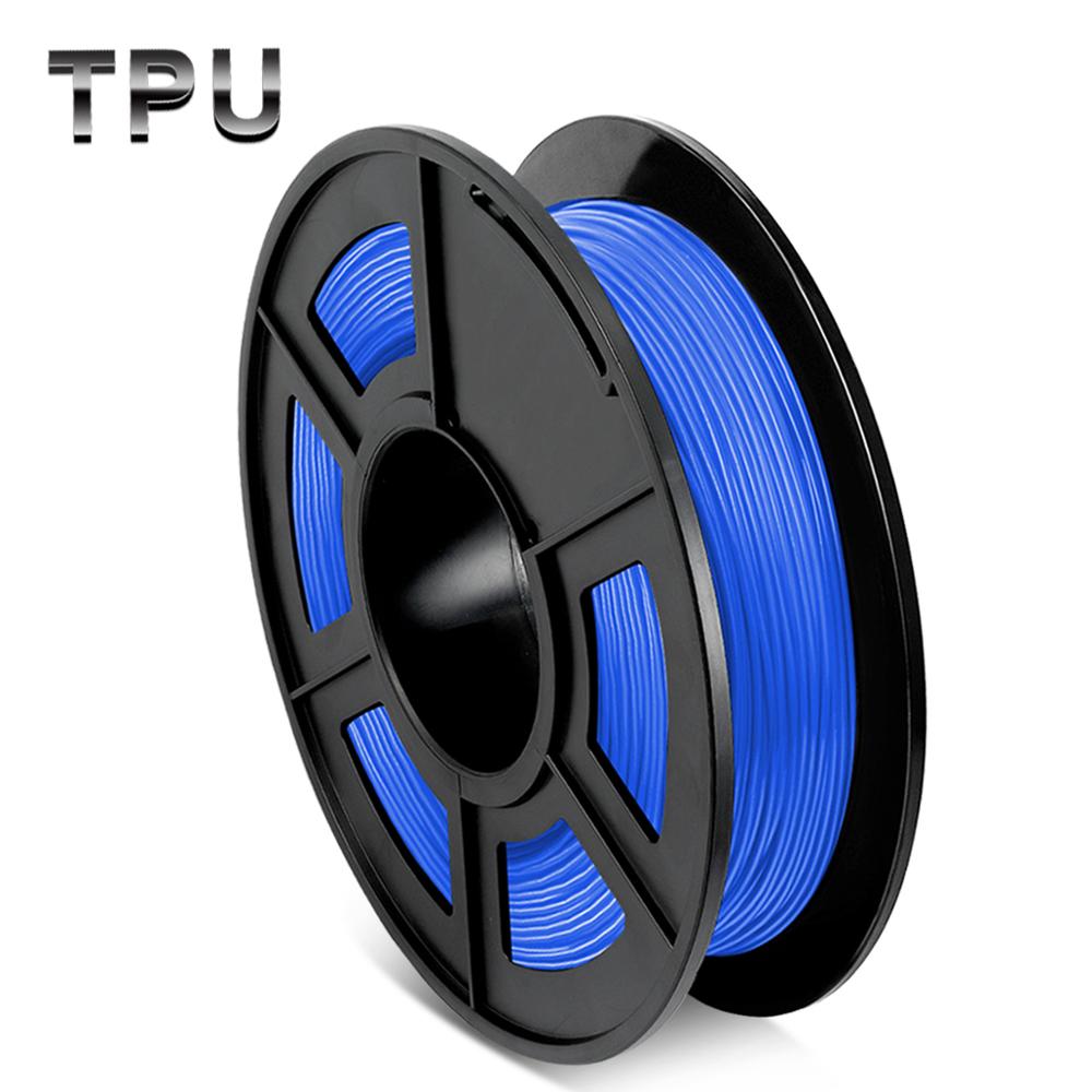 TPU 3D Printing Filament Black Flexible 1.75mm 0.5kg Filament Roll Plastic Filaments for 3D Printer Colorful Printing Material: TPU Blue-0.5kg