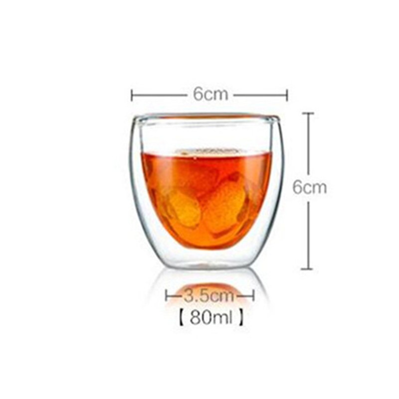 Double Wall Coffee Mugs Transparent Mugs Drinking Heat-resistant Glass Tea Beer Cup Drinkware Milk: 80ml