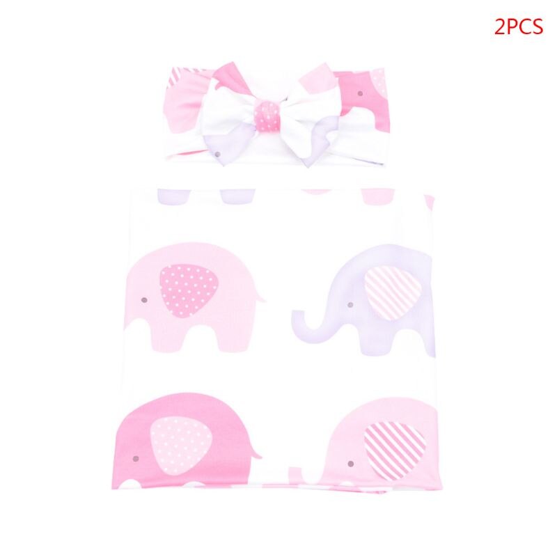 Manta para envolver la toalla con lazo para bebé, 2 uds., bonita, de dibujos animados, diadema, R2JF: 1