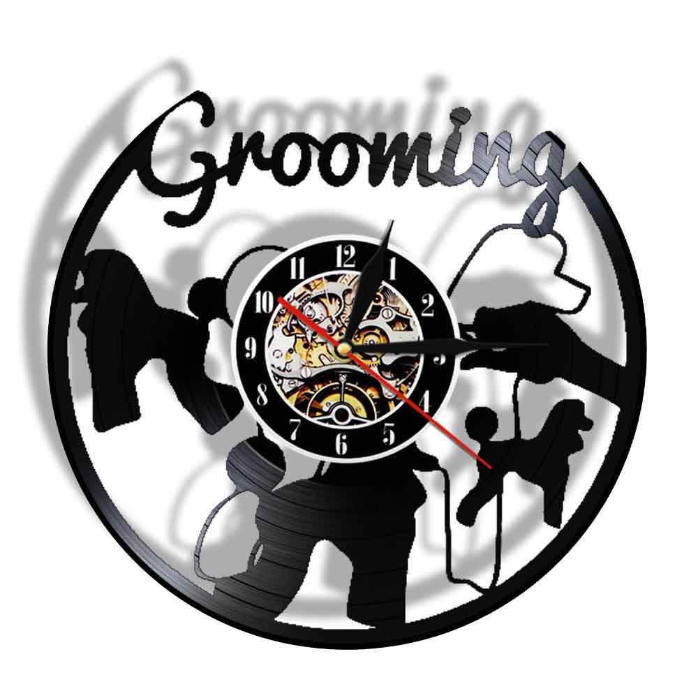 Reloj de pared de vinilo para peluquería canina con retroiluminación LED, tienda de mascotas, lámpara de luz nocturna para chico y habitación, Relogio al por mayor