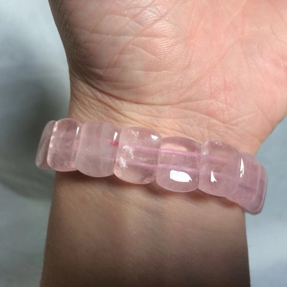 Pulseira de pedra quartzo rosa natural, contas, pedra natural energética, pulseira, joia charmoso para mulheres para presente, atacado!