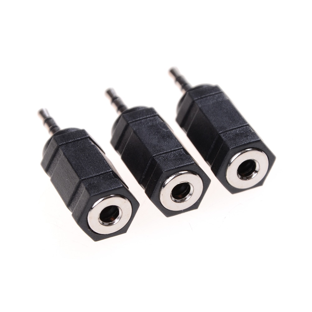 Black 3 PCS 2.5mm Male To 3.5mm Female Audio Stereo Headphones jack Adapter Plug
