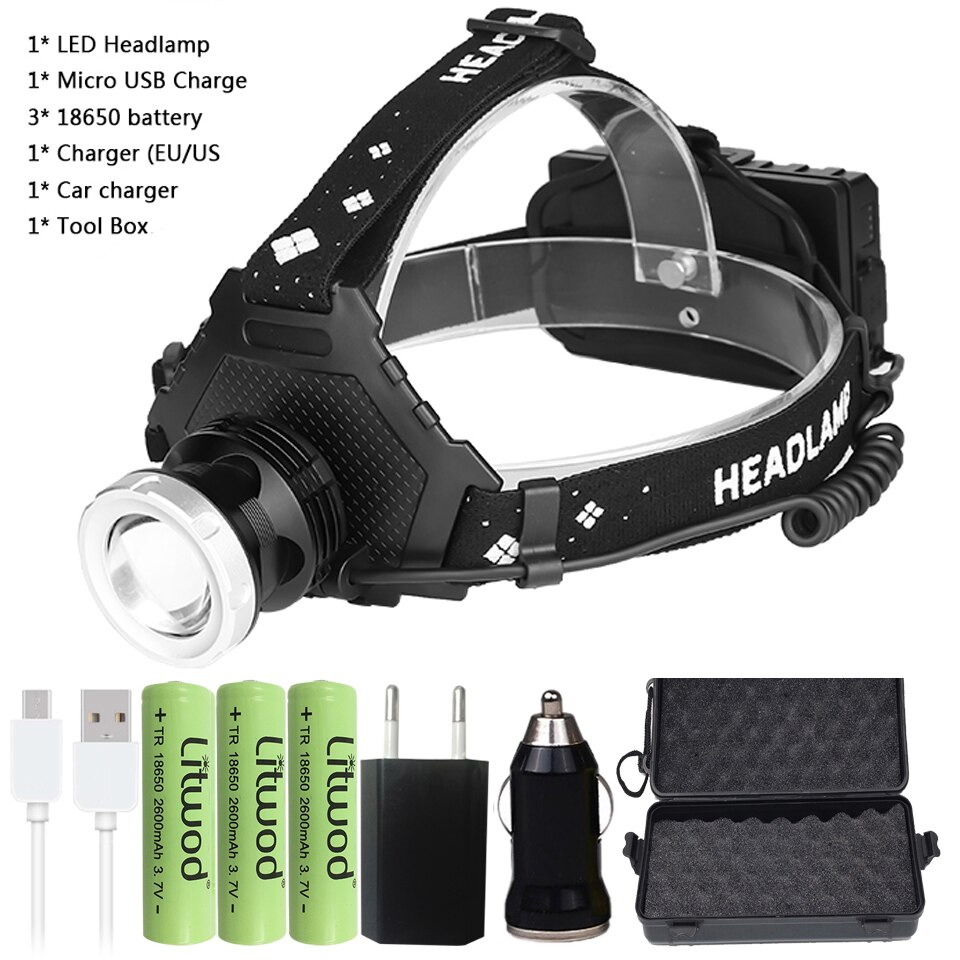 Z20 Most Powerful XHP90 LED Headlight headlamp Head Lamp Power Flashlight headlight 18650 battery Best For Camping fishing: Option D