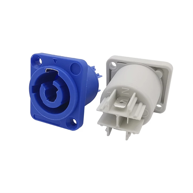 3Pin NAC3FCA NAC3FCB Connector Led Speakon Man Plug Blauw (Input)+ Wit (Output) plug + Vrouwelijke Socket 20A 250V Ac Power Connector