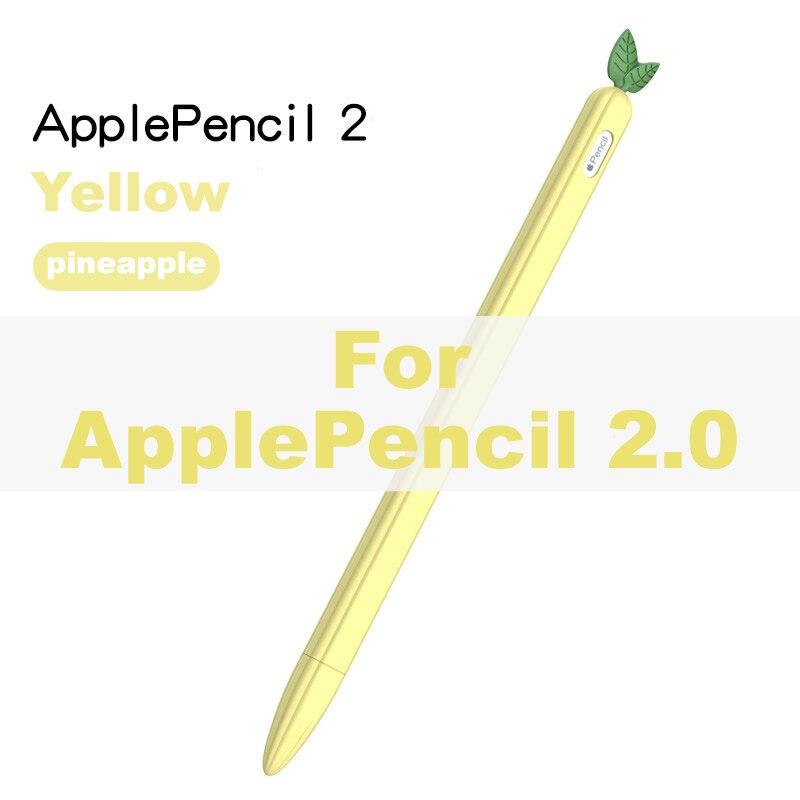 Anti-Scratch Case for Apple Pencil 1/2 Cartoon Fruit Silicone Protective Cover Pouch Cap Holder Stylus for iPad Pen Pencil: Yellow Pencil 2