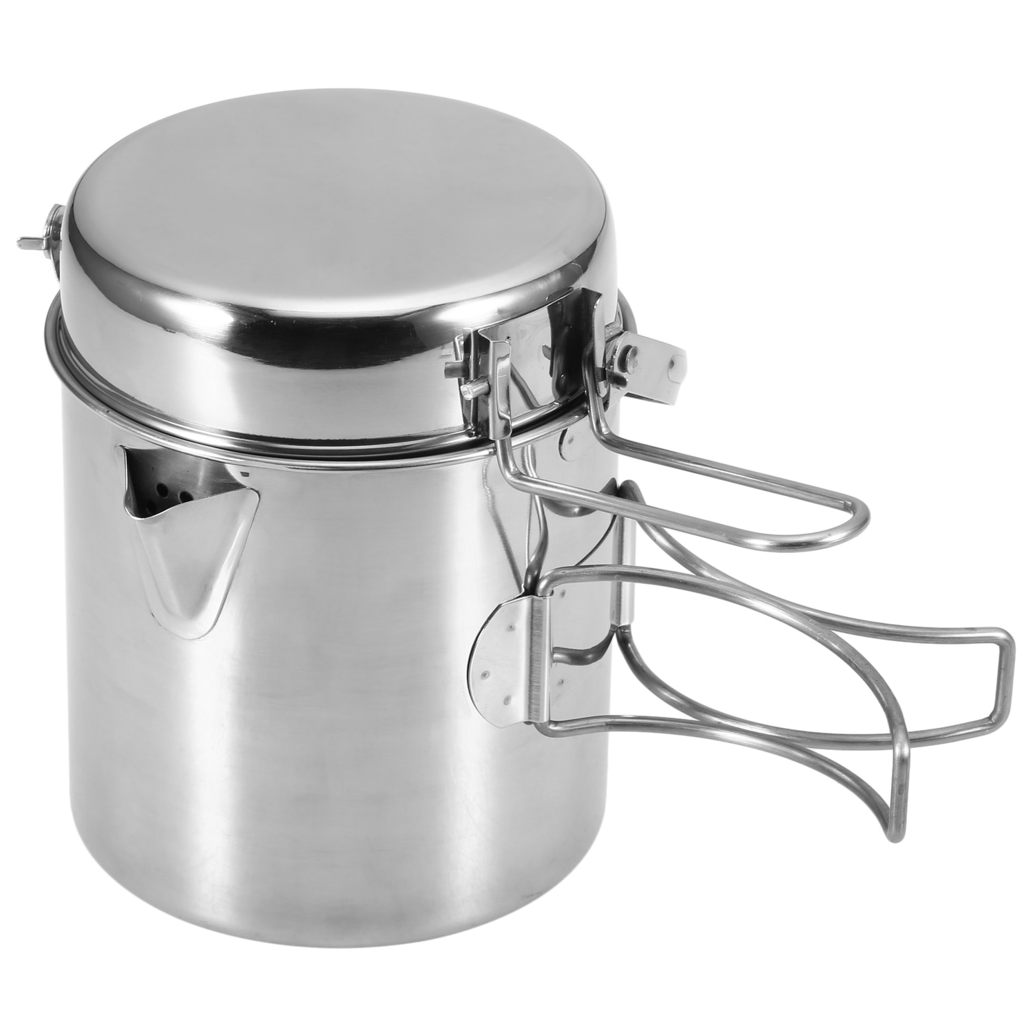 1L Camping Kettle Stainless Steel Cooking Kettle Camping Pot Portable Outdoor Camping Backpacking Pot with Foldable Handle