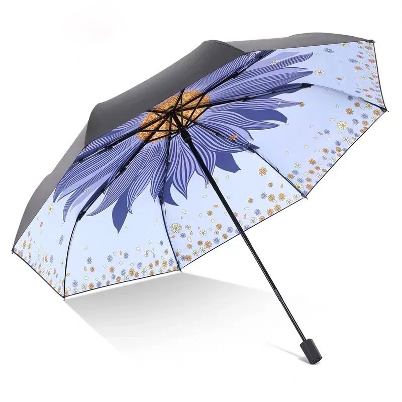 Mærke auti-uv paraply regn kvinder solsikke foldning parasol modish vindtæt parasoller pige stor kvindelig: Blå