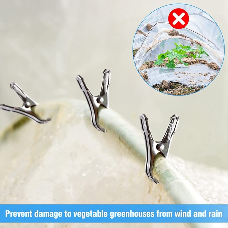 100 Stuks Kleding Clips Tuin Clips, Kas Klemmen Rvs, Kas Clips Voor Netting, hebben Een Sterke Grip