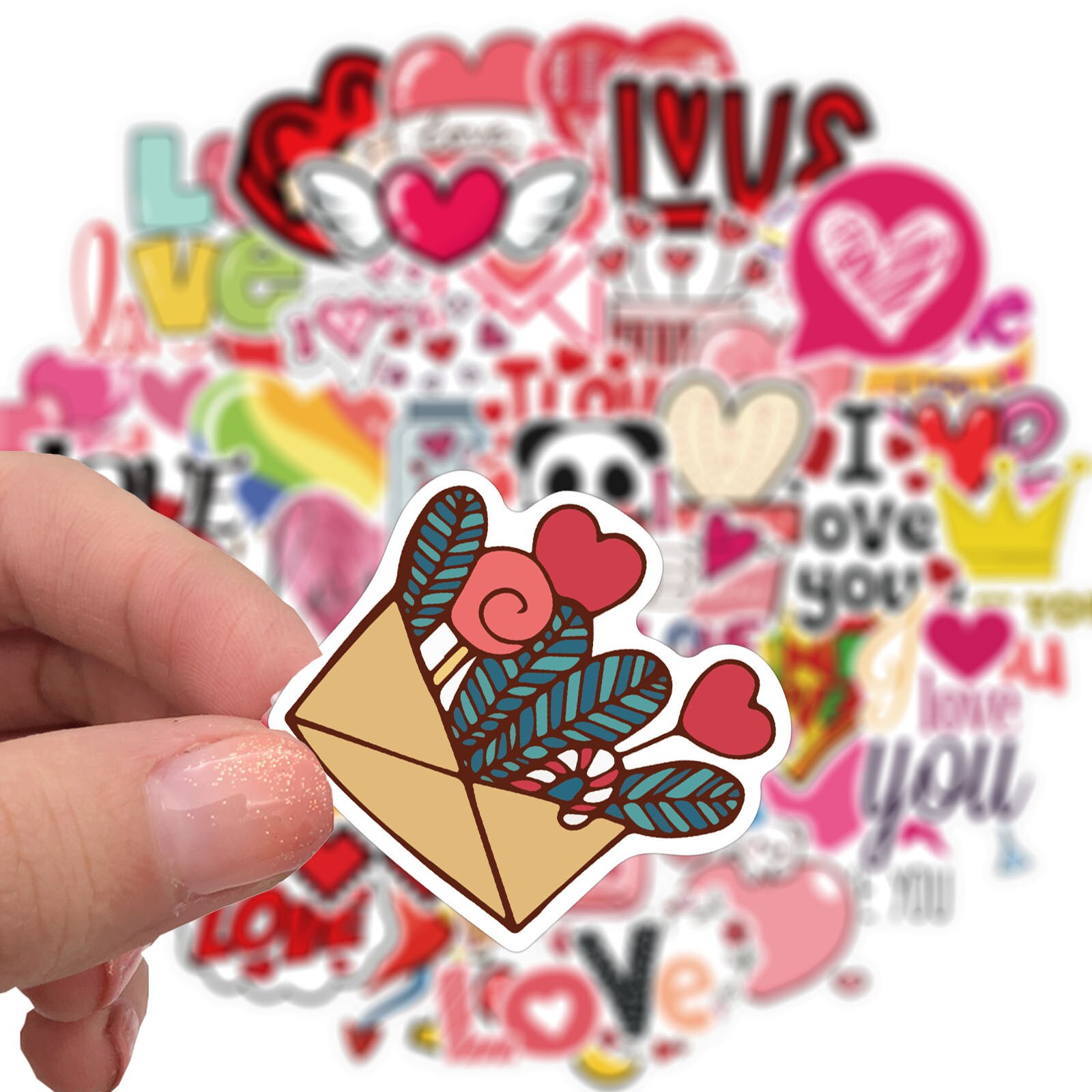 10/30/50Pcs Valentijnsdag Roze Liefde Graffiti Koffer Notebook Mobiele Telefoon Skateboard Kinderen Waterdichte sticker