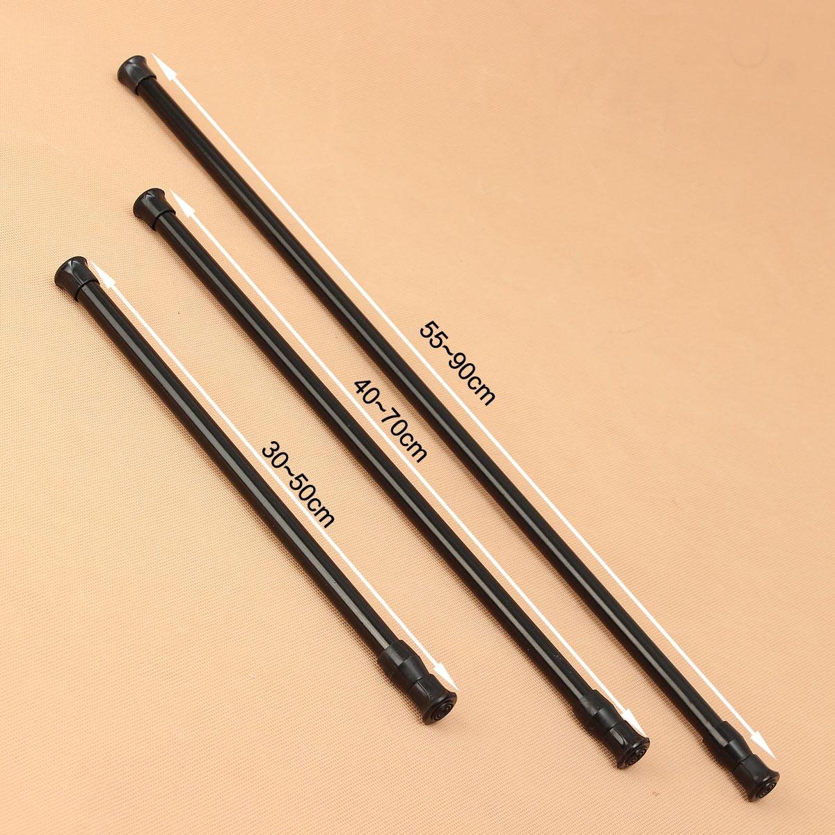 Black Extendable Adjustable Spring Tension Rail Telescopic Pole Window Curtain Shower Curtain Rod Wardrobe Bathroom Products
