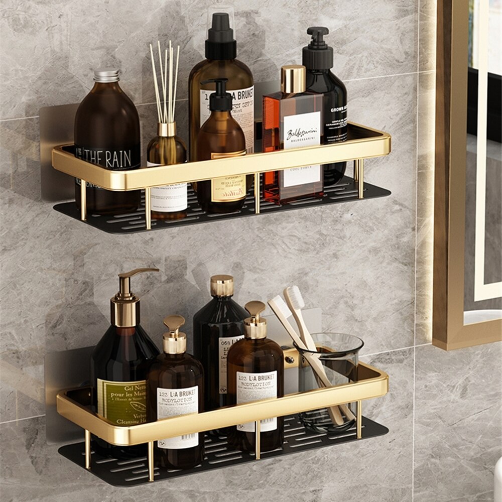 Étagère d&#39;angle de salle de bain de luxe, sans perceuse, support de rangement de caddie de douche, porte-shampoing, organisateur de toilette, accessoires de salle de bain
