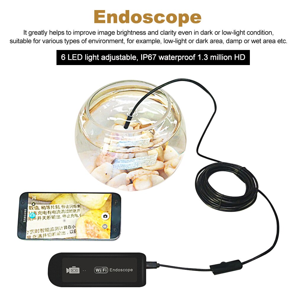 Home Inspection Snake Camera Multifunctional Wireless With 6LED Borescope 8mm Portable Smartphone WIFI Endoscope HD Waterproof: 3.5m