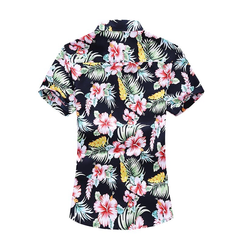 Zomerbloemen heren strand hawaii overhemd tropisch katoenen overhemd met korte mouwen heren casual overhemden met knopen