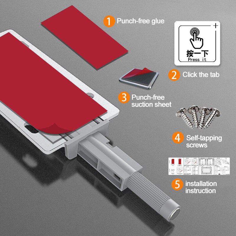 Interrupteur magnétique de porte en alliage d&#39;aluminium, interrupteur tactile sans poignée, matériel de traction Invisible pour armoire de cuisine: Silver Punch-free