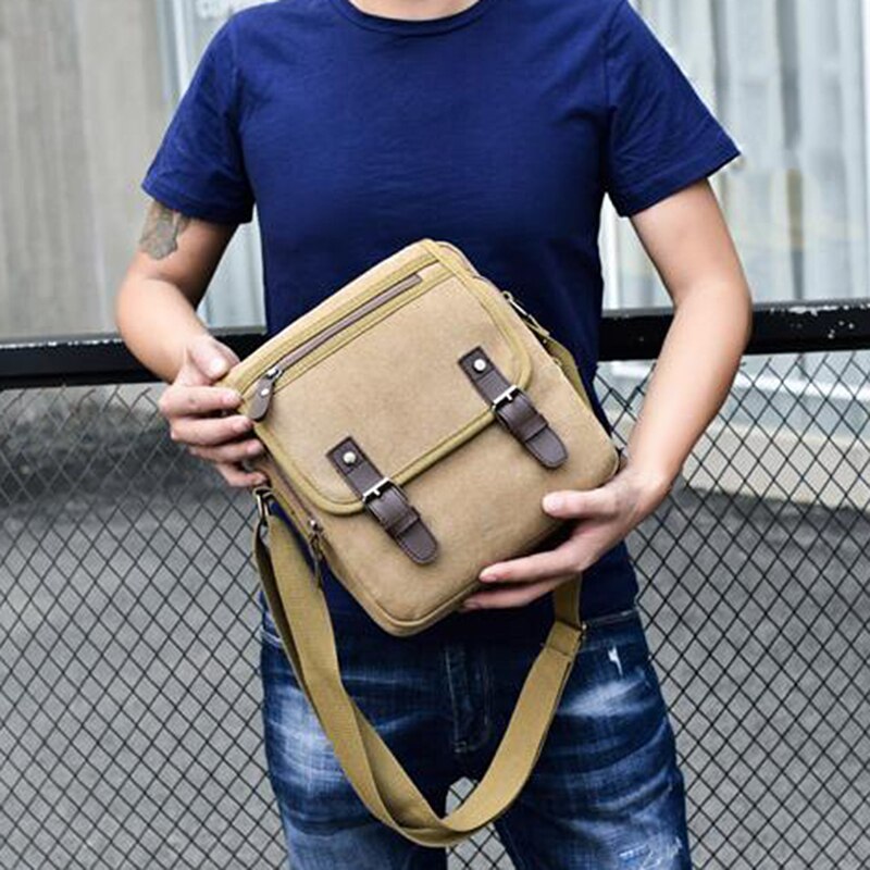 Vintage Men's Messenger Bags Canvas Shoulder Bag Man Business Crossbody Bag Solid Male Travel Handbag