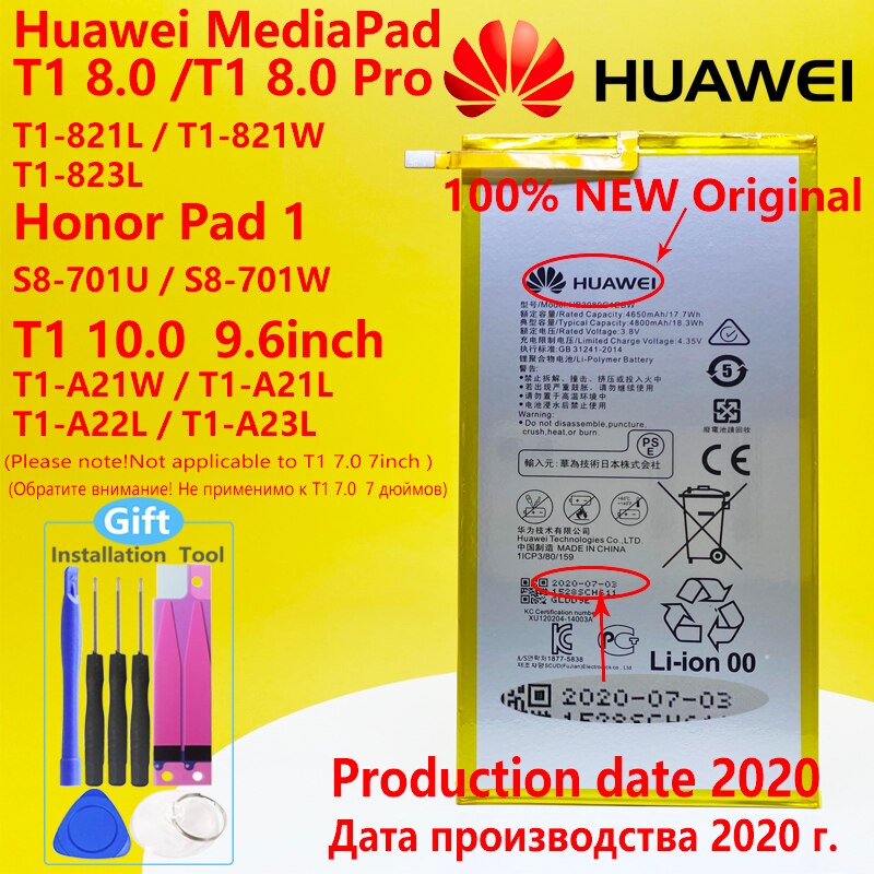 HUAWEI – batterie pour tablette, compatible avec Mediapad T3 10 8 / M1 8 / M2 8 / M3 Lite 8 / T1 8 10 / T2 8 Pro Honor Pad 1