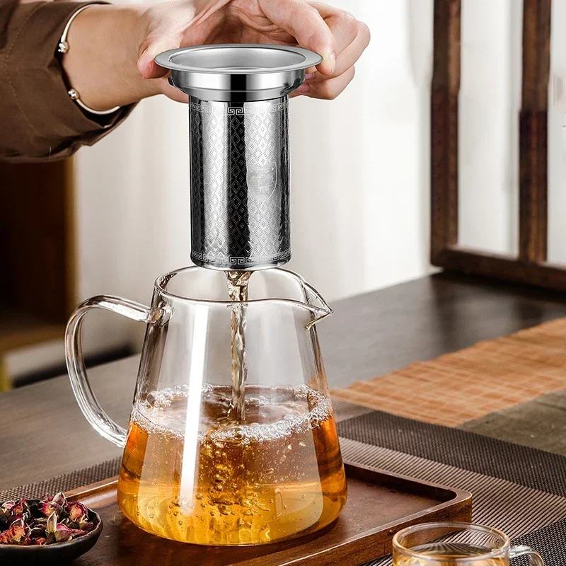 Heat Resistant Glass Teapot for Induction Cooker Tea Kettle With Stainless Steel Strainer Infuser Kung Fu Teawear Glass Teapot