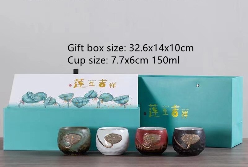 DXUIALOI Japanischen stil high-temperatur brennen keramik Kung Fu teetasse einzigen tasse 4 tasse set haushalt tee schüssel tee haus tee-set: B09 4-cup set