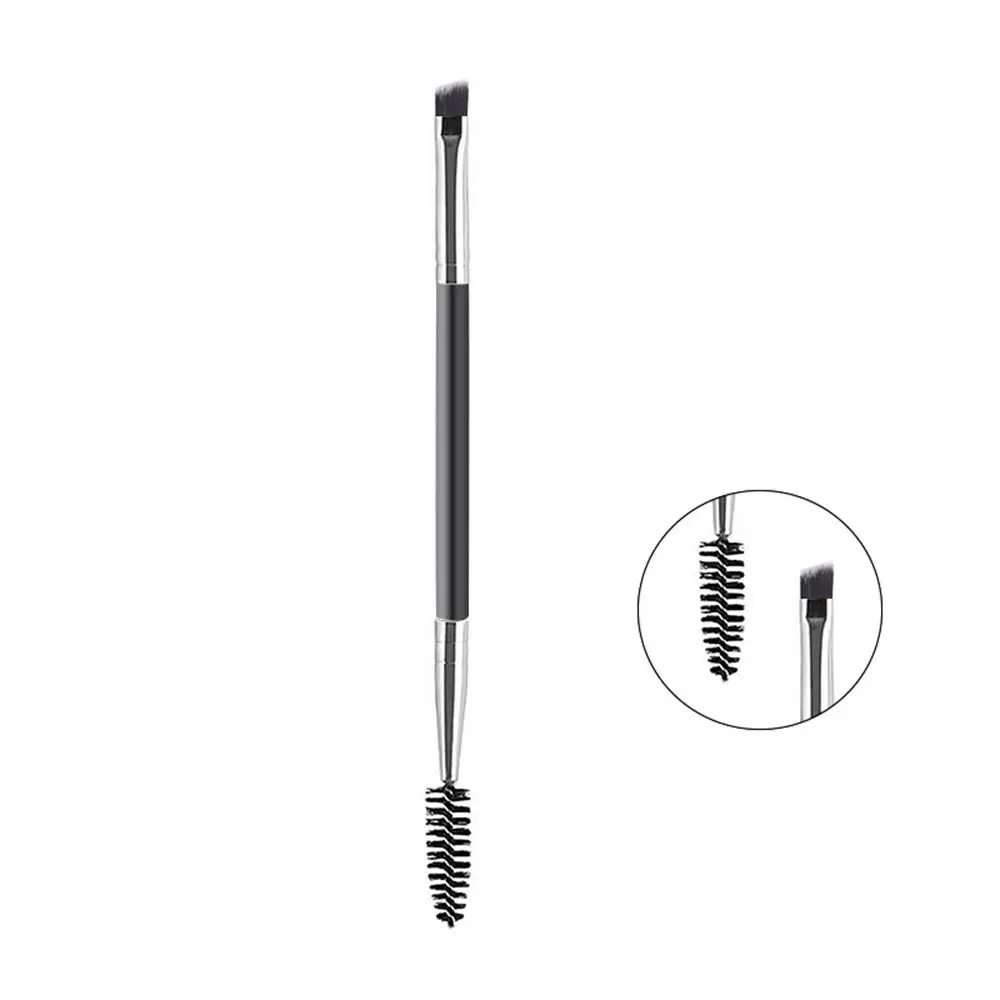 1 stks tweekoppige wenkbrauwborstel spiraal diagonale hoek make-upborstel houten handvat mee te nemen mooie make-up tools schoonheid: green