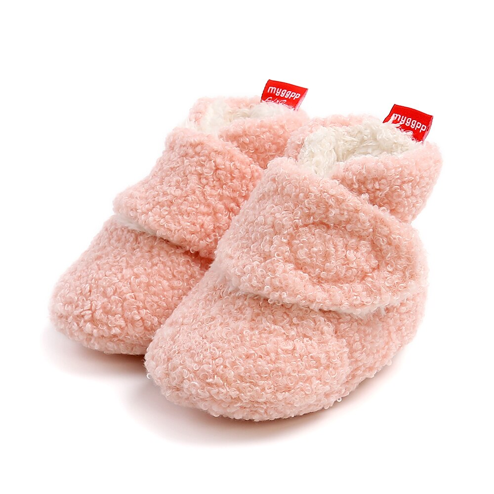 0-18m zachte fleece slofjes, unisex babyslofjes, babyschoentjes met antislip onderkant voor jongens en meisjes: Roze / 0-6 maanden