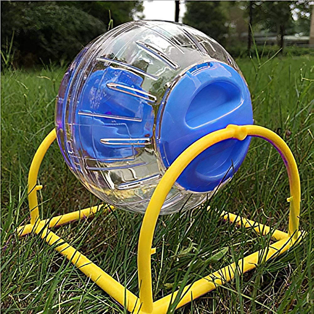Hamster Run-About-pelota de ejercicio con soporte, Bola de juguete especial transparente para hámster, ligera, prevención de Escape, Animal PEQUEÑO