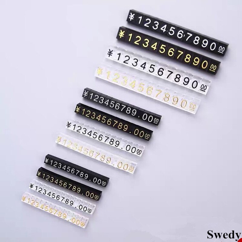 Cube d&#39;affichage de prix réglable, 10 ensembles 6.5x9mm, étiquette de prix pour bijoux, compteur de support, Kit de bloc de prix numéro lettre Dollar