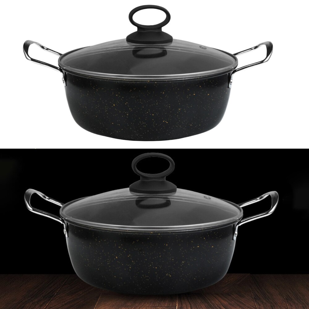 Svart delikat maifan stenpott multifunktionell kokpanna instant noodle pot tvåhandtag soppkruka för hemkök restaurang