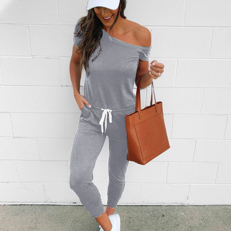 Meihuida dames zomer koude schouder homewear bodycon jumpsuits veter casual clubwear straat romper met riem