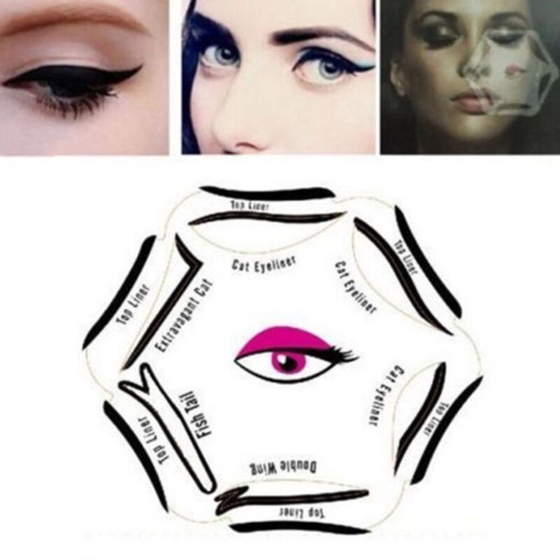 6Pcs Make-Up Beauty Kat Eyeliner Smokey Eye Stencil Modellen Shaper Template Tool