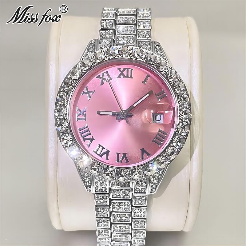 MISSFOX Roze Vrouwen Horloges Luxe Klein Gezicht Quartz Horloge Voor Dames Icy Look Party Sieraden Mini Babe Zo Leuke Arm Klok