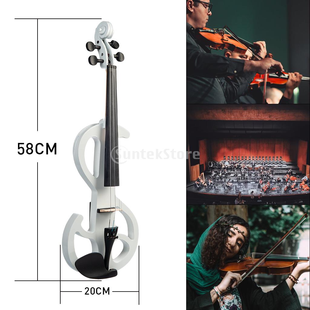 23inch Full 4/4Size Electric Violin Set with w/Bow Solid Hard Case Maple Headphones Wood Instrument Body for Beginners Performer