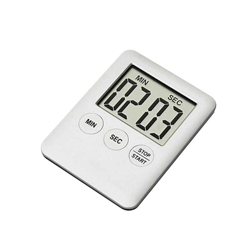 7 Kleuren Super Dunne LCD Digitale Scherm Kookwekker Vierkante Koken Tellen Countdown Alarm Magneet Klok Elektronische timer: WHITE