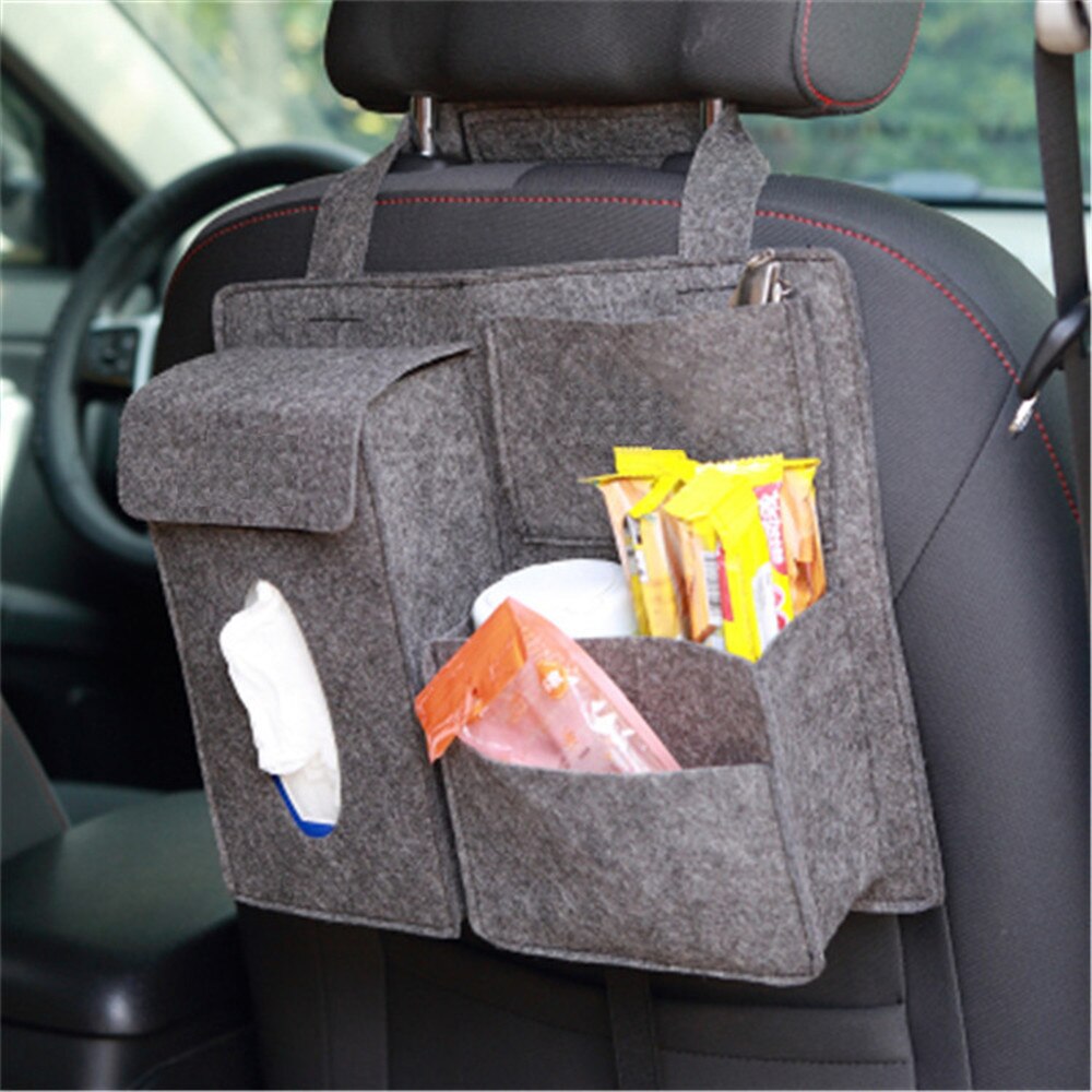 Organizador de asiento trasero de coche, bolsa de almacenamiento multifunción de bolsillo, soporte Universal, Protector de estilismo de coche, accesorios para Interior: dark gray