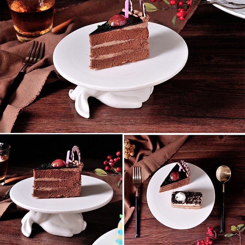 Plato de cerámica para pastel de conejo, bandeja de exhibición para fruta, postre, Animal lindo, vajilla de cocina, porcelana moderna