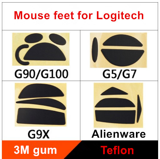 2 sätze/paket teflon maus Rollschuhe maus füße für Logitech G90/G100 G9/G9X G5/G7 Dicke ist 0,6mm