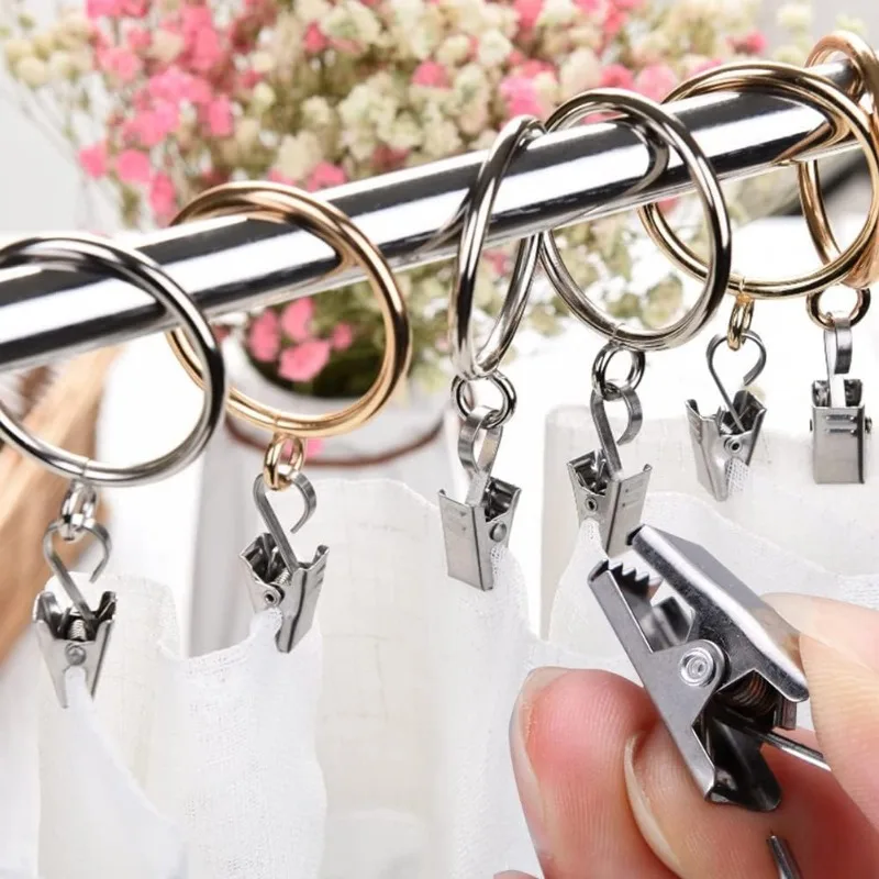 100/10PCS Mini Curtain Hooks Metal Small Clips Multipurpose Photos Shower Window Curtain Fixed Clip Reusable Home Storage Hook