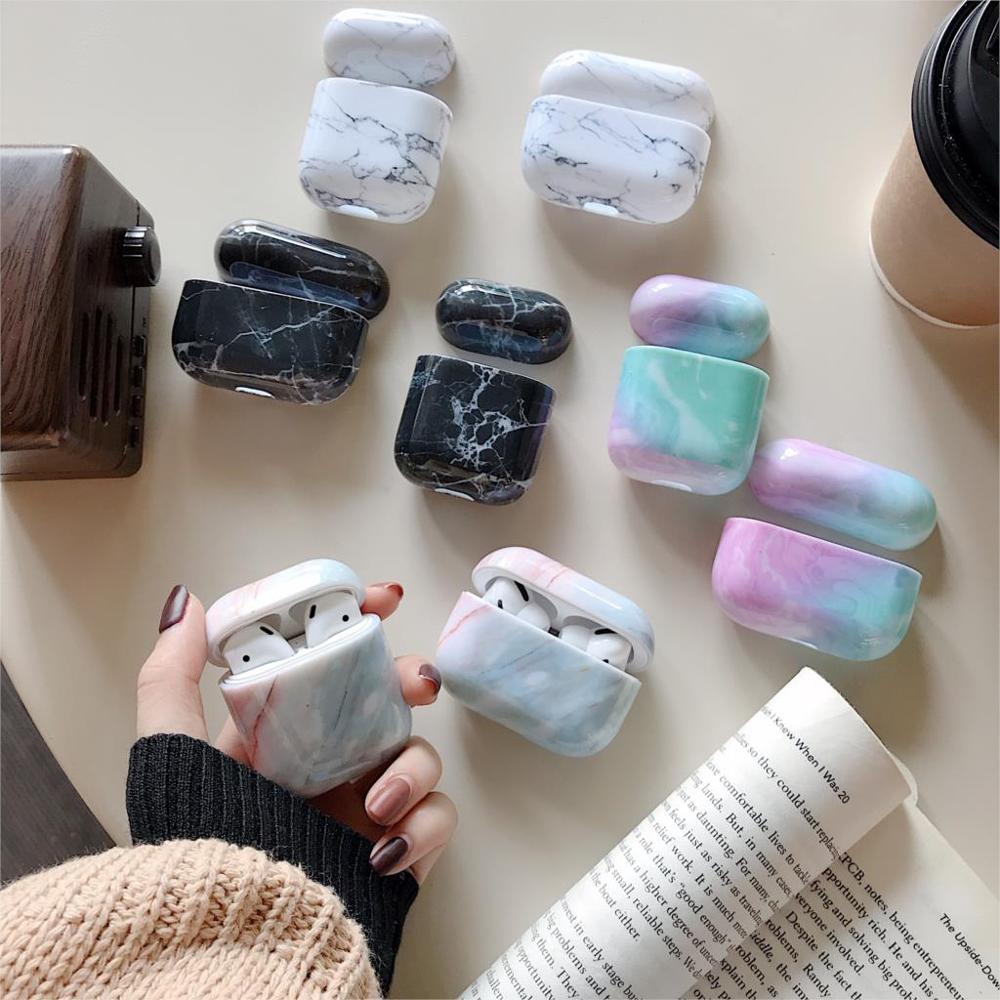 Luksus marmor hovedtelefon etui til airpods pro 2 etui bluetooth øretelefon opladningstaske til airpod 2 1 pro hårdt pc cover tilbehør